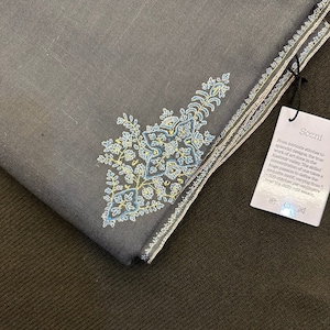 Grey Pashmina Shawl, Super Soft, Needle Embroideries, Kashmir Pashmina Embroidery Shawl, Soft Cashmere Wrap, Women Accessories, Neck Scarf