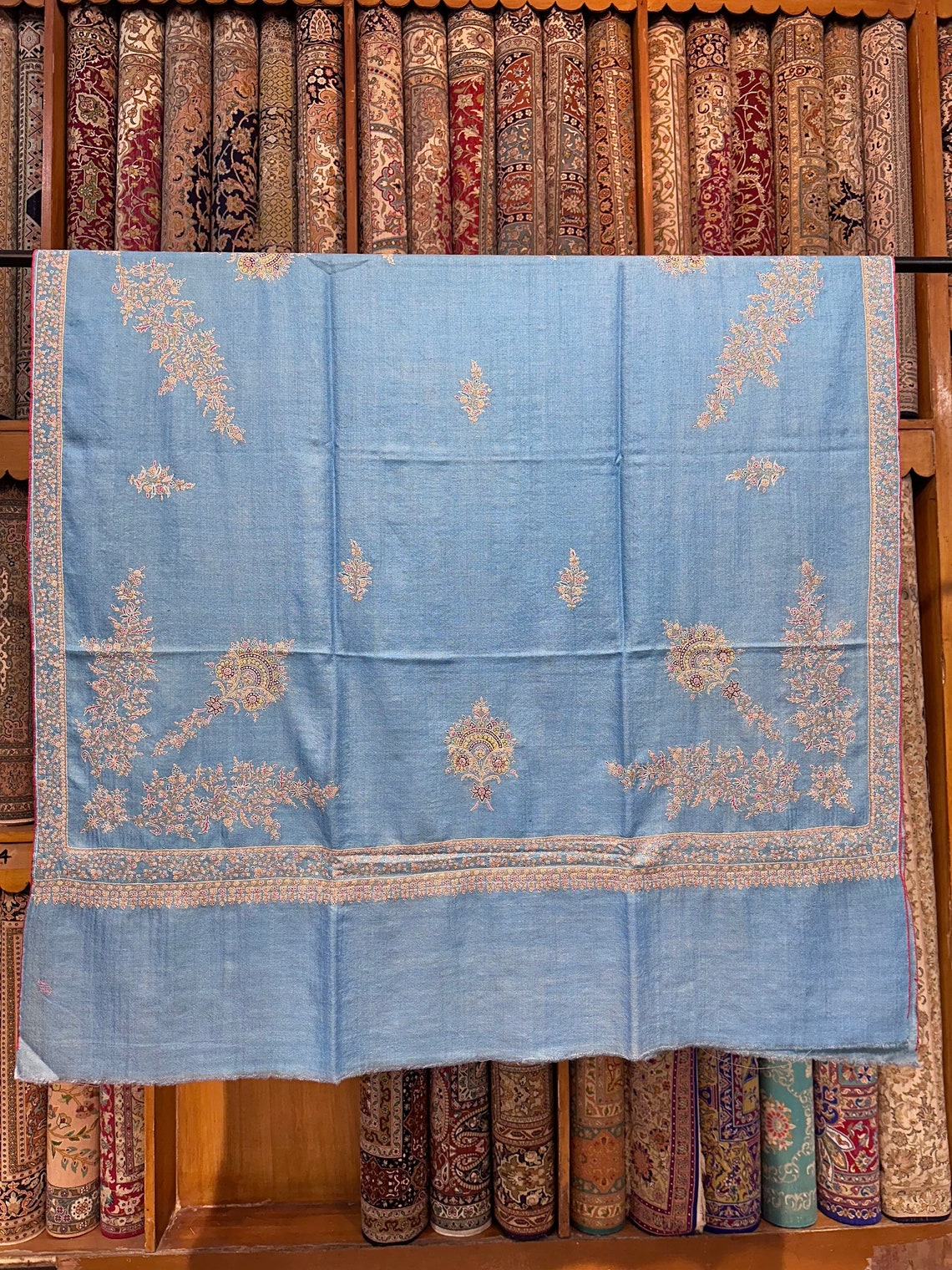 pale blue pashmina shawl
