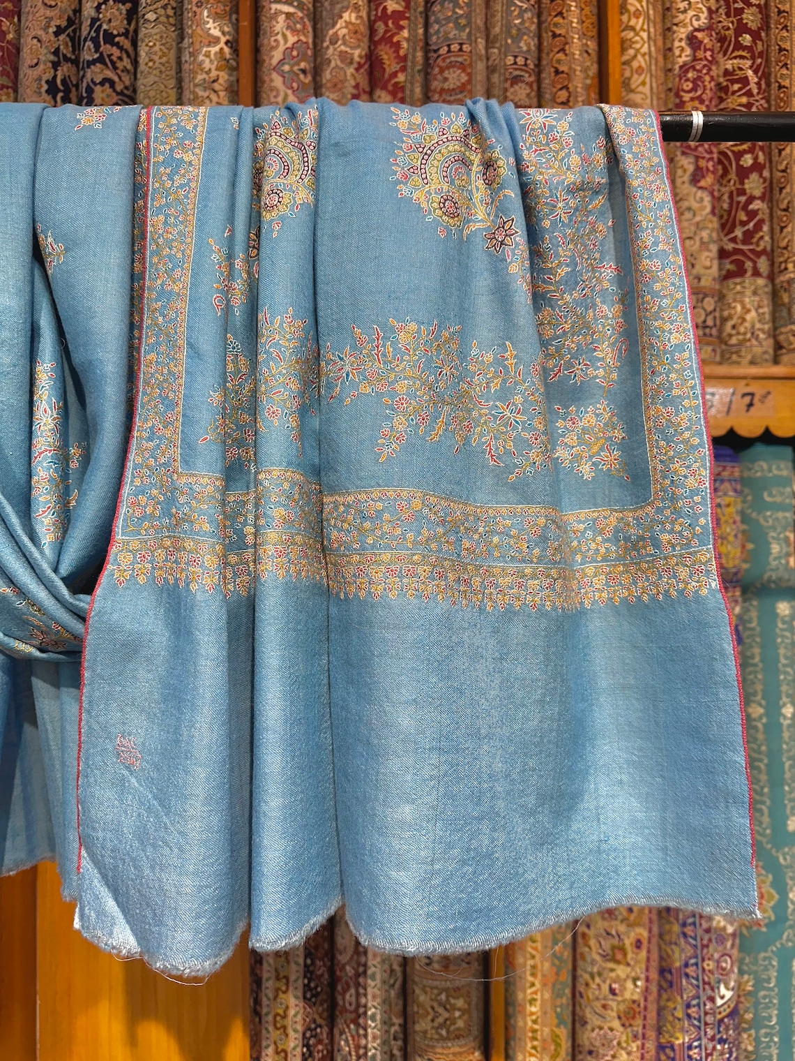 pale blue pashmina shawl