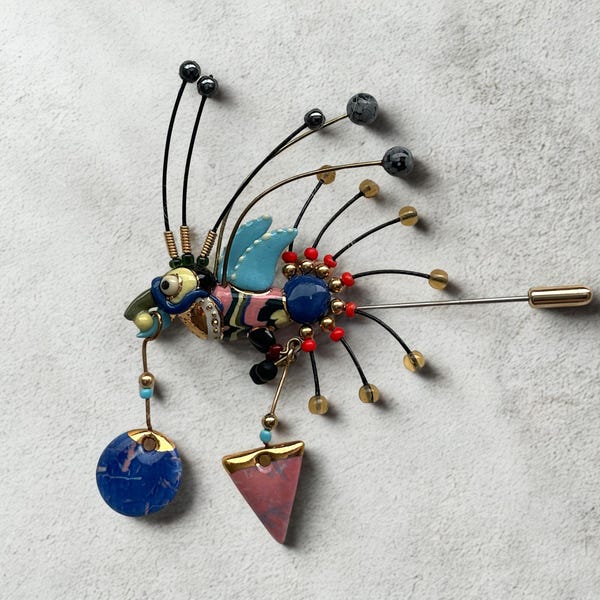Cynthia Chuang Porcelain Bird Brooch: Hand-Painted Wearable Art
