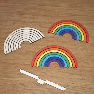 3D Rainbow painted or unpainted pieces arts crafts laser cut wood fun decoration craft glue family fun wooden craft