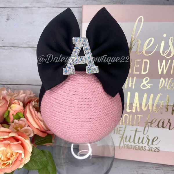 Rhinestone Pearl Big Letter | Big Bow On Headband | AB Rhinestone Letter Bow