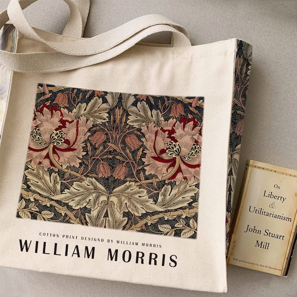 sac fourre-tout à fleurs rouges vintage, sac en toile d’art William Morris, sac de vacances de grande capacité, sac à bandoulière, cadeau de Noël, cadeau unique