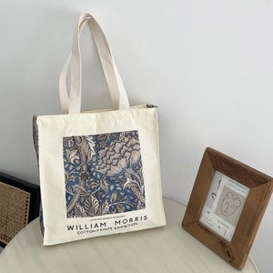 William Vintage Canvas Bag|Portable Zipper Shoulder Bag|Schoolbag|Art Painting Environmental Protection Shopping Bag|Bridal Showers Bag