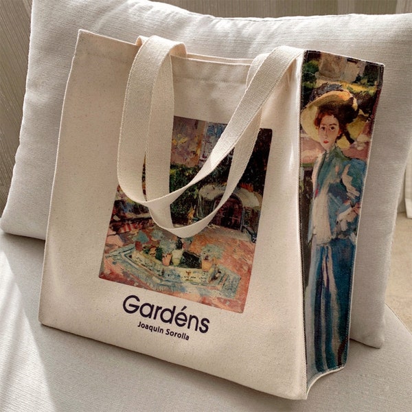 Retro Illustration Tote Bag|Women'S Canvas Tote Bag|Bridesmaid Gift|Cute Tote Bag|Aesthetic Korean Style|Books Eco Bag|Creative Tote Bag|