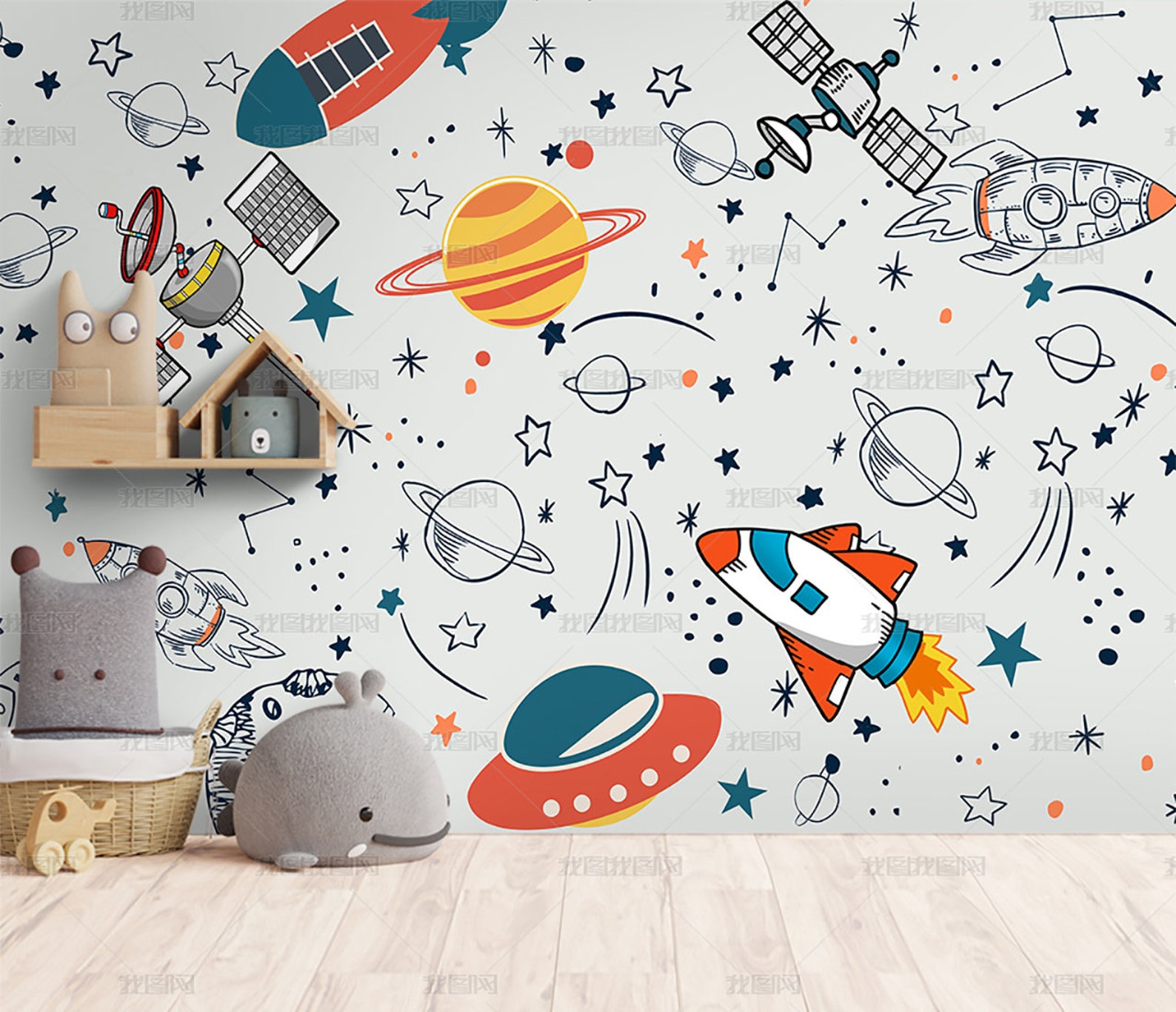 Outer Space Wallpaper for Kids Kids Room Wallpaper Peel and Etsy