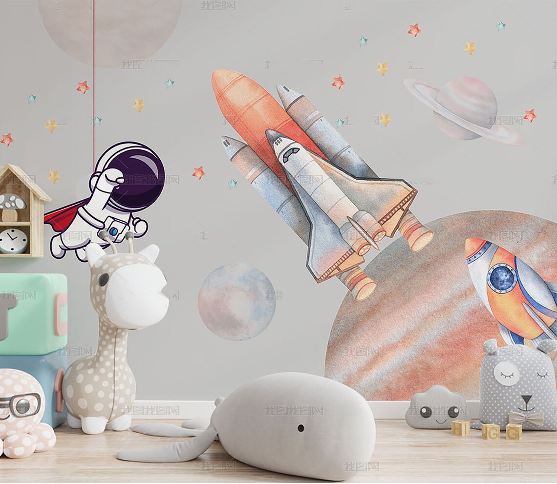 Outer Space Wallpaper for Kids Kids Room Wallpaper Peel and Etsy
