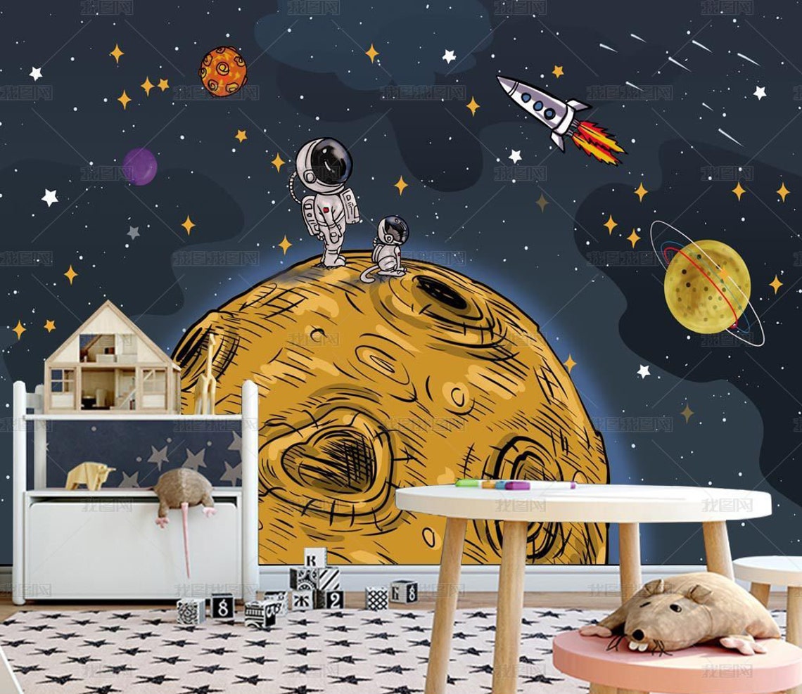 Outer Space Wallpaper for Kids Kids Room Wallpaper Peel and Etsy
