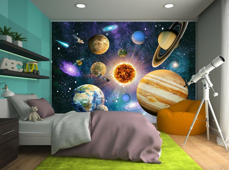 Outer Space Wallpaper for Kids Kids Room Wallpaper Peel and Etsy