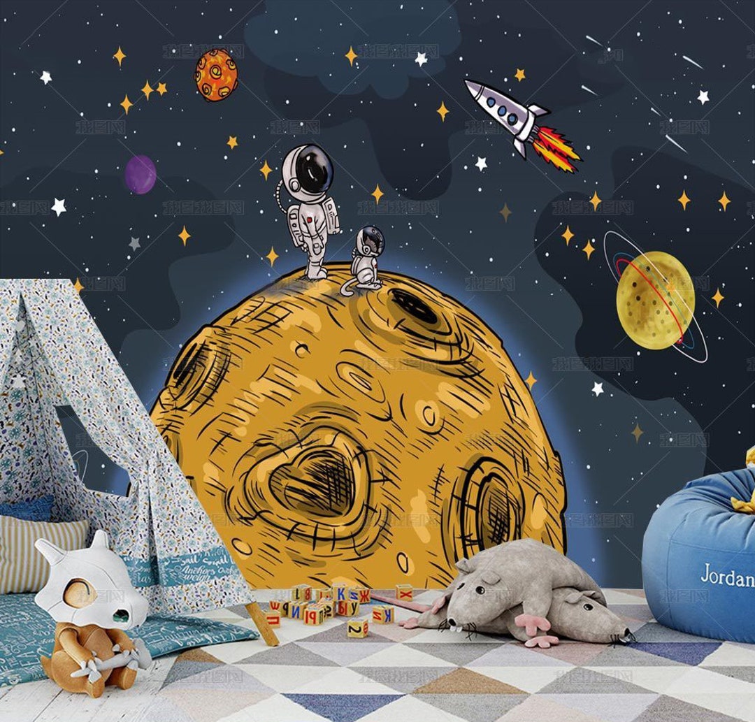 Outer Space Wallpaper for Kids Kids Room Wallpaper Peel and Etsy