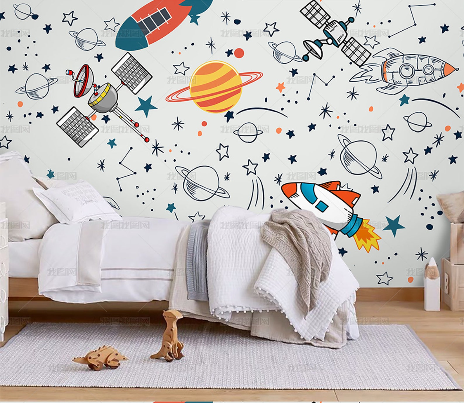Outer Space Wallpaper for Kids Kids Room Wallpaper Peel and Etsy