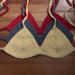Finished Crochet Bikini Cotton Top Bra Bralette for Pool Swimming or Summer Music Festival MULTIPLE COLORS