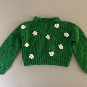 Crochet Sweater with Collar, Colorblock Crochet Pullover, Handmade Boxy Sweater, Minimalist Collared Sweater, Cozy Fall Winter Sweater