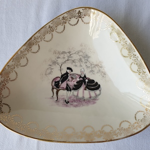 Kronach OCA Bavaria, porcelain plate with three small saucers, hand painted, Germany