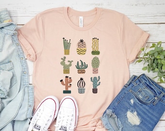 Boho Kaktus T-Shirt, Wüstenleben Shirt, Boho Western Geschenk, Berg Shirt, Kaktus T-Shirt, Landschaft Top, Wüstenkaktus Geschenk, Pflanzenliebhaber Shirts