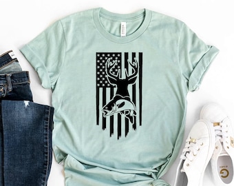 T-shirt da caccia al cervo, camicia da cacciatore, regalo per la caccia al cervo, maglietta da caccia divertente, top da campeggio, camicie USA, regalo per gli amanti della caccia, maglietta da donna, camicia da mamma
