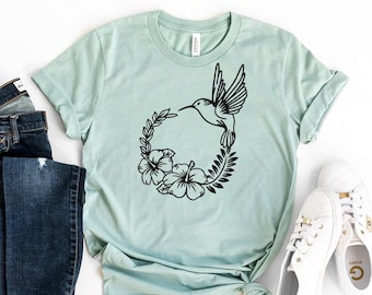 Hummingbird T-shirt, Bird Lover Shirt, Animal Lover Gift, Outdoor Tee, Bird Shirt, Nature Lover Top, Bird Watcher Gifts, Women's Shirts