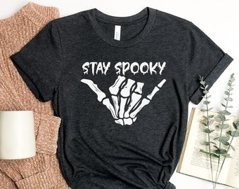 Stay Spooky T-shirt, Spooky Vibe Shirt, Funny Halloween Gift, Spooky Tee, Smiley Spooky Top, Minimal Shirts, Women's Tee,  Cute Mom Shirts