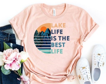 Das Leben am See ist das beste Leben T-Shirt, Sommerferien Shirt, Camping Crew Geschenk, Strand Top, Camping Tee, Glück Shirts, See Liebe T-Shirt