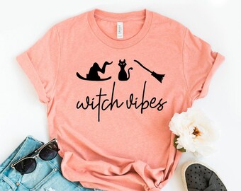 Hexe Vibes T-Shirt, Halloween Shirt, gruseliges Top, Sanderson Geschenk, Hexe Shirt, gute Hexe Vibes T-Shirt, himmlisches Top, Mama Shirts, Frauen T-Shirt