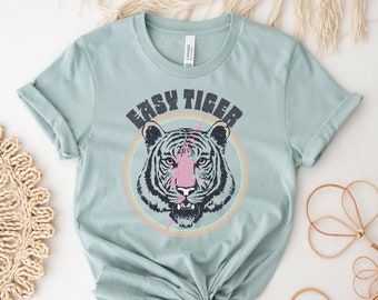 T-shirt tigre facile, chemise tigre, haut tête de tigre, t-shirt tigre Get Em, cadeau animaux sauvage, jolie chemise tigre, T-shirts amoureux des tigres, chemise femme