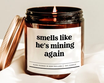 Smells Like He's Mining Again Candle, Funny Gaming Gift, Nerdy Husband Gift, Video Gamer Gift, Gift For Boyfriend, Gamer Birthday Candle