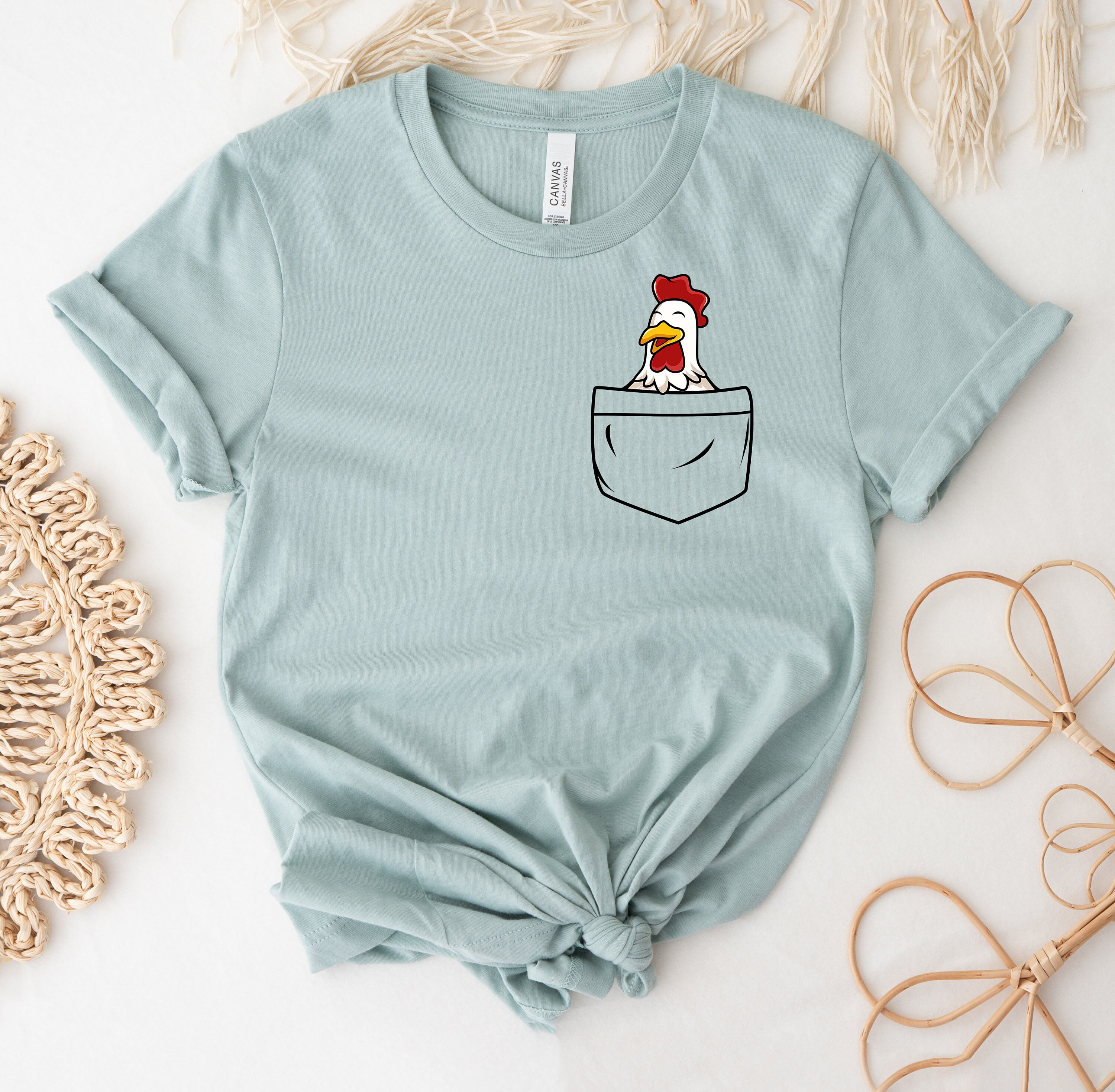 Pocket Chicken T-shirt, Chicken Shirt, Rooster Gift, Farm Animal