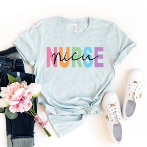NICU Nurse T-shirt, Nursing Shirt, Stethoscope Top, Registered Nurse Gift, ICU Shirt, Neonatal Intensive Care Tee, Graduation Top, Women Top