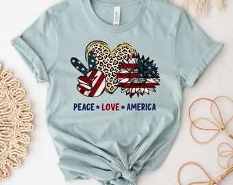 Peace Love America T-shirt, 4Th Of July Shirt, Equality Gift, Independence Tee, Memorial Day Top, America Gift, Love Tee, Human Rights Shirt