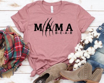 Mama Bear T-shirt, Mom Life Shirt, Animal Naturel Lover Gift, Mummy Tee, Mom Life Top, Baby Shower Shirt, Christmas Gift, Women's T-shirts