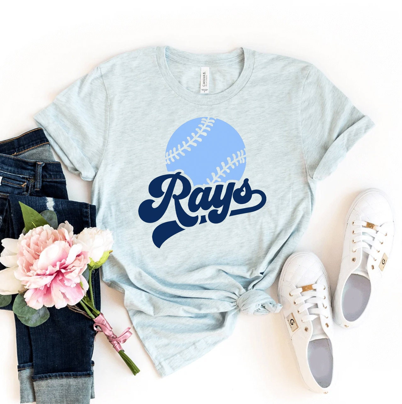 Women' Baseball Tampa Bay Devil Rays V-neck T-Shirt Bling Lady-MEDIUM