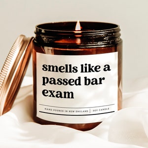 Smells Like A Passed Bar Exam Candle, Bar Exam Gift, Lawyer To Be Gift, New Lawyer Gift, Law Grad Gift, Attorney Gift, Future Lawyer Gift