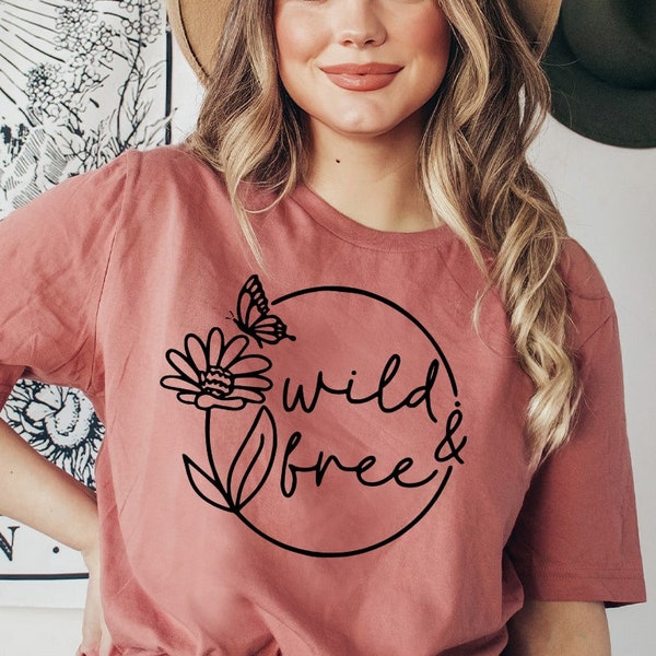 Wild And Free T-shirt, Yoga Shirt, Motivational Gift, Meditation Tee, Christmas Top, Positive Shirt, Boho Tee, Women's Shirts, Mom Shirt