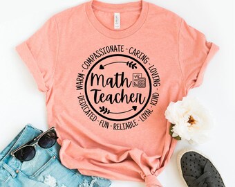 Math Teacher T-shirt, Elementary Shirt, School Math Tee, Teacher Top, Math Lover Gift, Mathematics Shirts, Cute Math Print T-shirt
