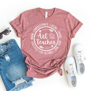 Koszulka nauczyciela sztuki, Koszulka nauczyciela, Prezent dla nauczyciela, Koszulka podstawowa, Uroczy top artystyczny, Koszulka damska, Prezent dla artysty, Top szkolny