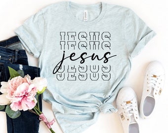 Camiseta de Jesús, camisa de cruz vertical, top cristiano, regalo de cruz de fe, camisas religiosas, camiseta de la iglesia, camiseta de gracia, top de oración, regalos de fe