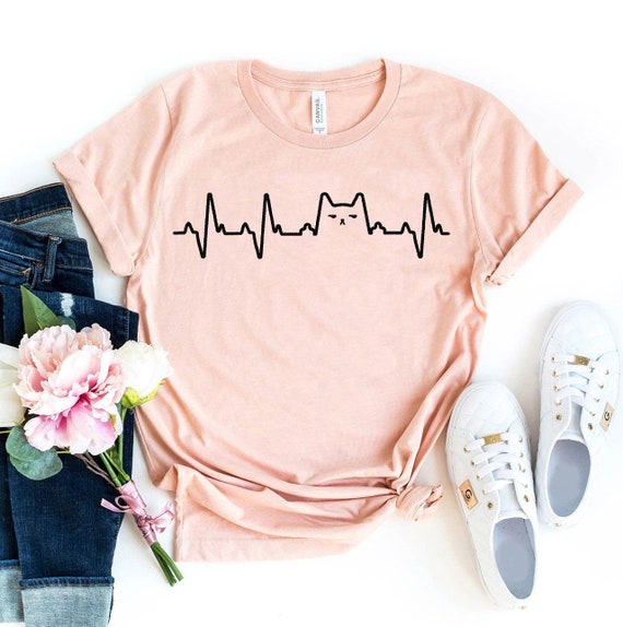 Cat heartbeat t shirt hotsell