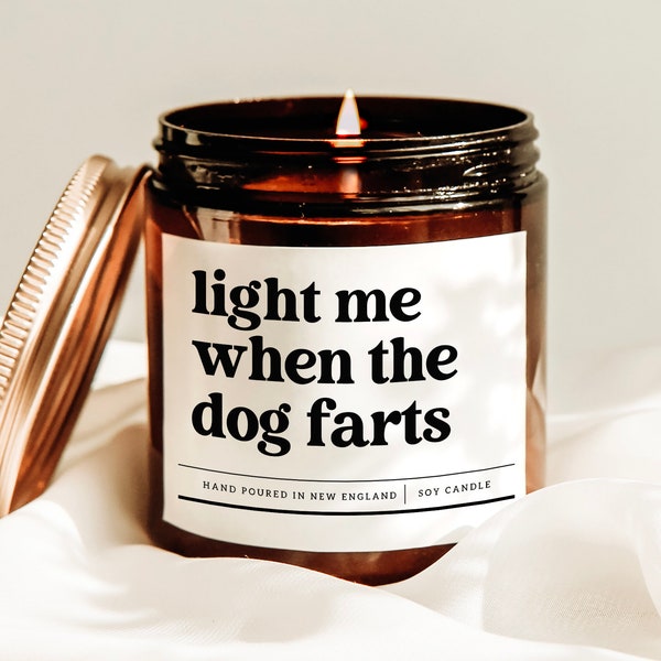 Light When The Dog Farts Candle, Custom Dog Name Candle, Dog  Lover Candle, Dog Mum Gift Idea, New Dog Gift, Pet Owner Candle, Soy Candle