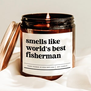 Smells Like World&#39;s Best Fisherman Candle, Fisherman Gift, Husband Fishing Gift, Fishing Lover Gift, Father&#39;s Day Gift, Fishing Gift For Dad
