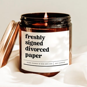 Candela per documenti di divorzio appena firmata, regalo di divorzio, candela per festa di divorzio, regalo di rottura, regalo di nuovo inizio, regalo di amore per se stessi, candela di potenziamento