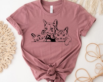 Cats T-shirt, Cat Lover Gift, Cat Mom Top, Pet Lover Shirt, Funny Cat Lover Gift, Meow T-shirts, Cat Lady Top, Crazy Cat Shirt, Women's Top