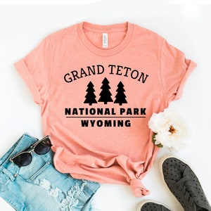 Grand-Teton-Nationalpark-T-Shirt, Wander-Shirt, Urlaubs-T-Shirt, Nationalpark-Top, Camping-Geschenk, Ausflugs-Shirts, Abenteuer-T-Shirt, Damen-T-Shirts