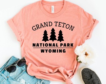 Grand Teton nationalpark T-shirt, vandringströja, semestertröja, nationalparktröja, campinggåva, resetröjor, äventyrströja, damtröjor