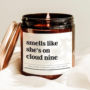 Smells Like She's On Cloud Nine Candle, Bridal Shower Candle, Bachelorette Party Gift, Engagement Gift Box, Newly Weds Gift, MOH Gift Candle