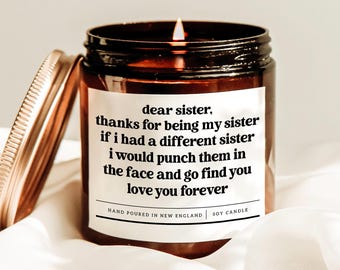 Best Sister Candle, Sister Birthday Gift, Funny Sister Gift, Sibling Gift Idea, Hand Poured Candle, Big Sister Gift, Gift From Brother