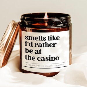 Smells Like I'd Rather Be At Casino Candle, Poker Lover Gift, Funny Gambling Gift, Casino Dealer Gift, Hand Poured Candle, Casino Lover Gift