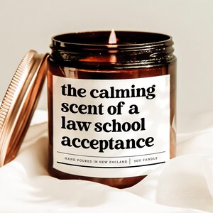 The Calming Scent Of A Law School Acceptance Candle, Future Lawyer Gift, Acceptance Gift, Law School Gift, Law Student Gift, Bar Exam Gift