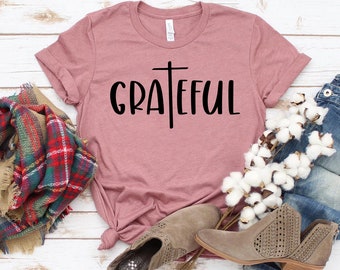感謝のTシャツ、女性用感謝シャツ、インスピレーションTシャツ、クリスマスギフト、感謝の祝福シャツ、クリスチャンTシャツ、ポジティブTシャツ