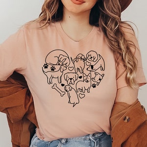 Dog Heart T-shirt, Paw Heart Tee, Dog Lover Shirt, Christmas Gift, Dog Mom Shirt, Pet Lover Top, Dog Owner Gift, Women&#39;s Shirt, Dog T-shirt