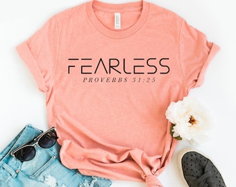 Fearless T-shirt, Inspirational Gift, Religious Tee, Jesus Shirt, Christmas Gift, Christian Apparel Tee, Faith Cross Top, Motivational Shirt